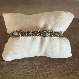 Bracelet Goldstone Turquoise gems thin